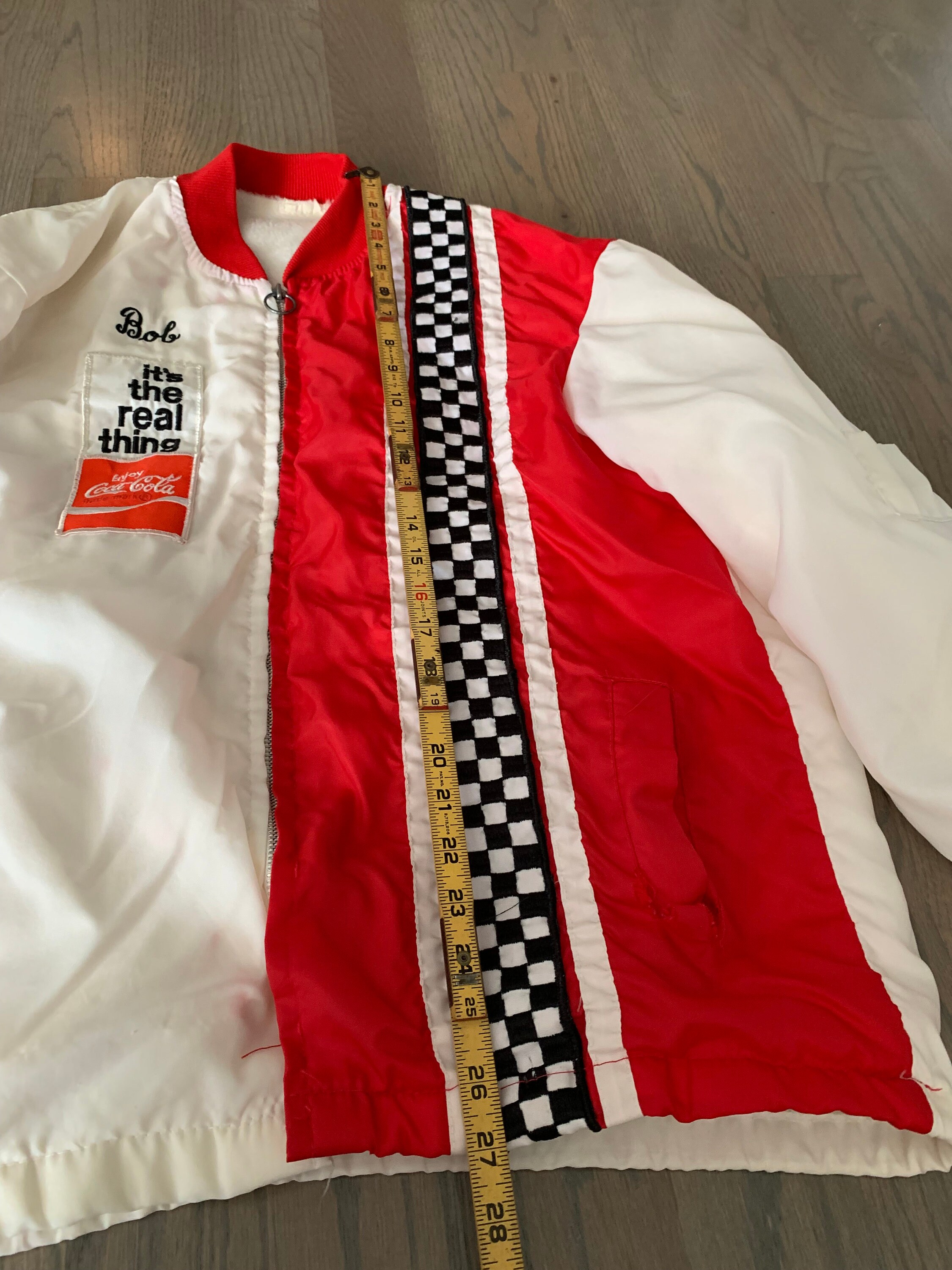 Coca-cola, Racing Jacket, White Red, US Flag Patch, Band Coca-cola, Racing Jacket, White Red, US Flag Patch, Band