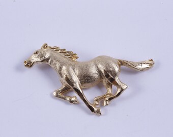 Golden, Running, Horse, Brooch, Pin, Animal, Jewelry, Clothing, Accessory, Outfit, Vintage 20-01-99