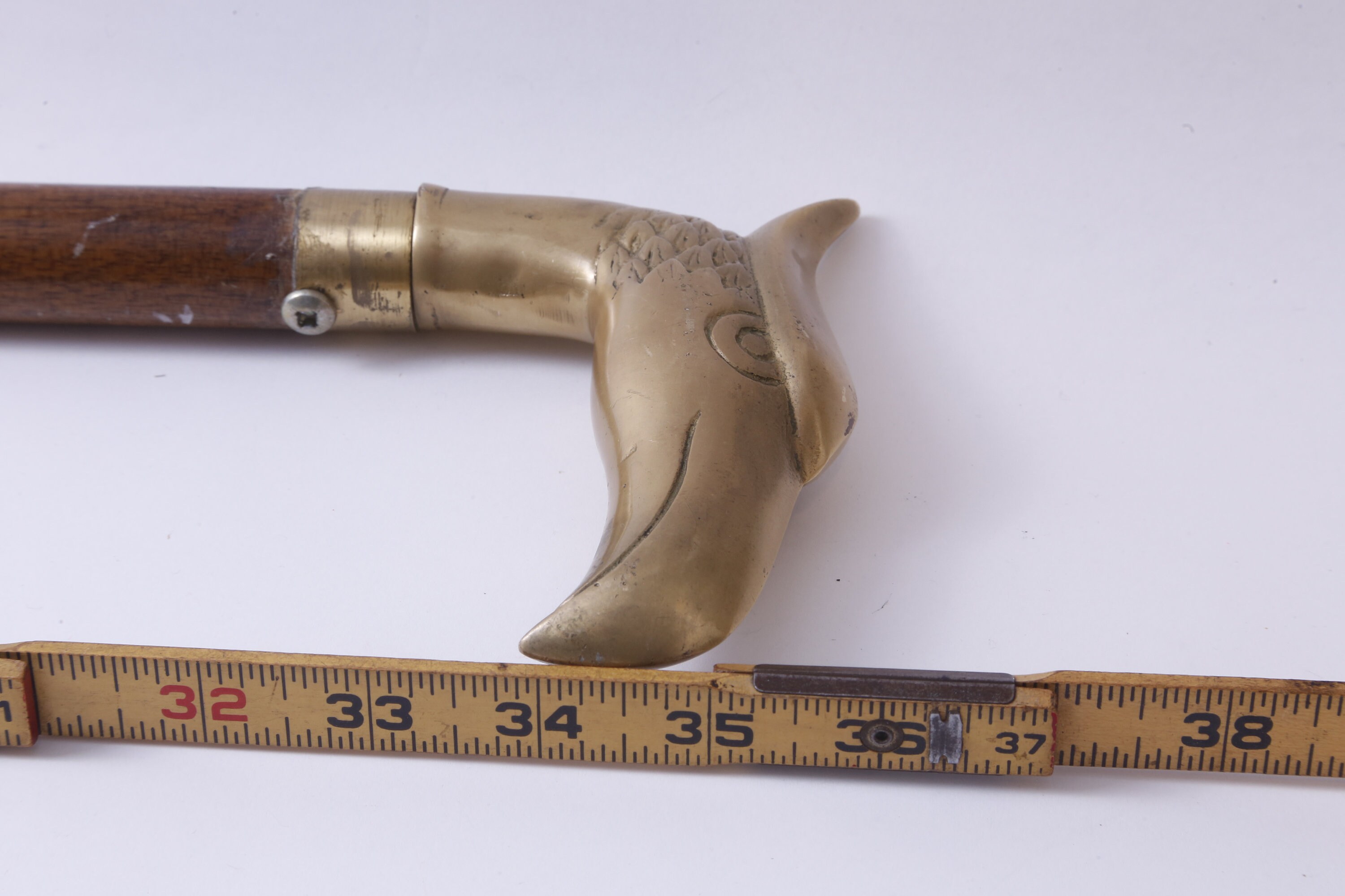 ワシ、鳥、頭、杖、35 インチ、杖、折りたたみ式、ブラウン、メタル