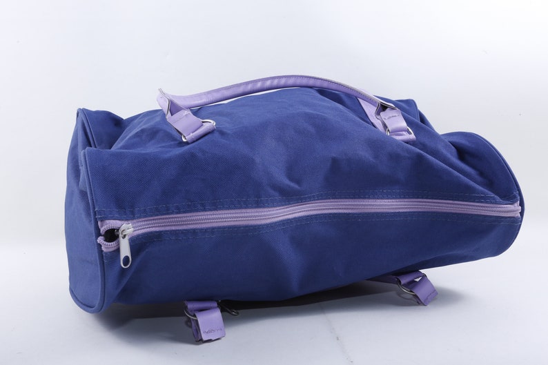 Purse ~ 20-01-140 Zipper Blue Zip Up 1980/'s Bag Exercise Bag Handles Vintage Hearts Hand Bag Gym Bag Purple Handbag Collection