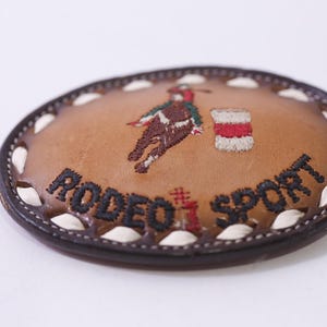 Tony Lama Vintage Western Rivet Leather Belt & Buckle Size 30 Cowgirl Rodeo Boho Tony Lama Western Ride Tooled Leather Bronc Buckle Mens Belt  main image 3