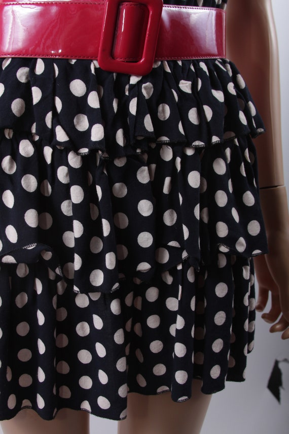 Short, Straps Dress, Black, Dotted, Polka Dot Whi… - image 3