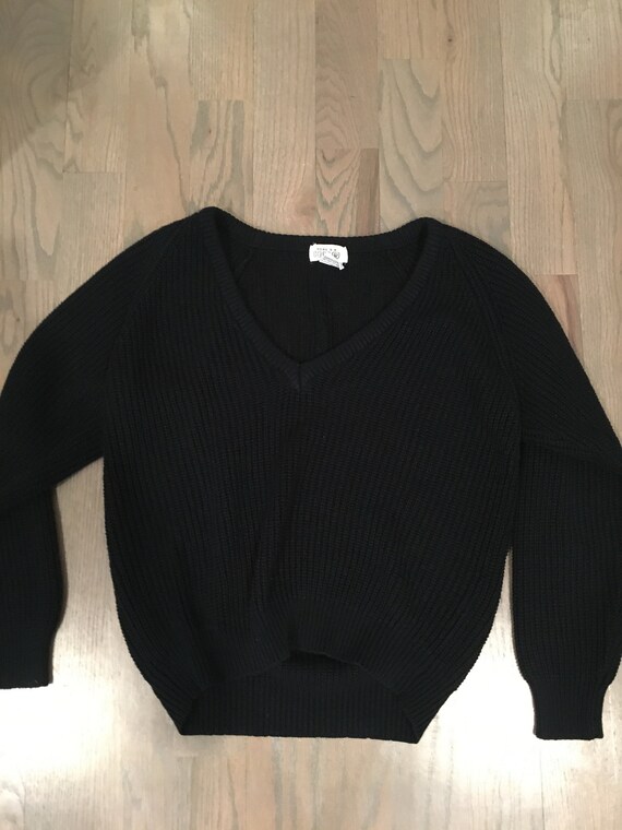 Here's a Hug, Black, Sweater, Pullover, Deep V Nec