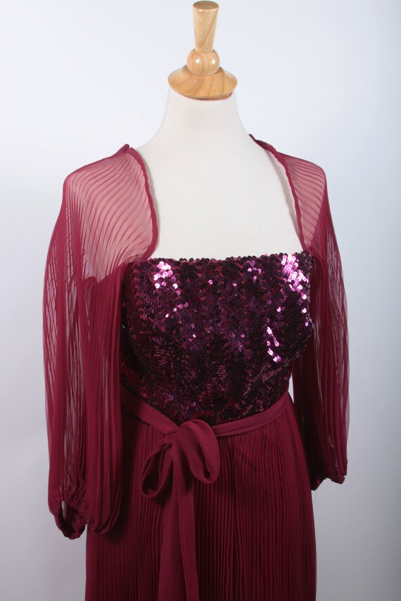 Gorgeous 1970's Vintage Deep Red Evening Dress, B… - image 1
