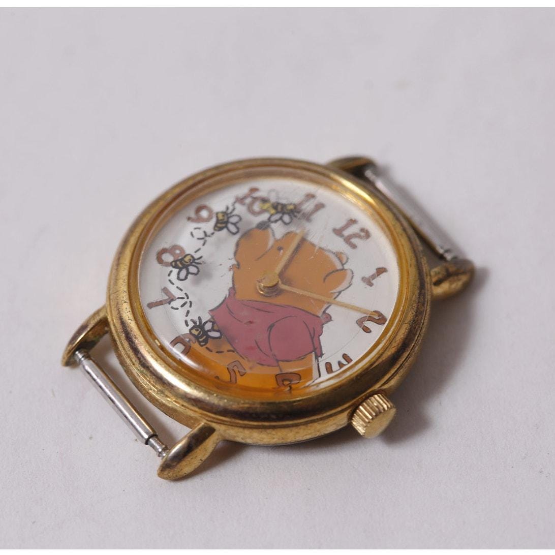 Vintage Timex Winnie The Pooh Silver Expansion Quartz Ring Watch Working Vintage Ring Watch TIMEX 90s Pooh 18mm Quartz Stainless  main image 3