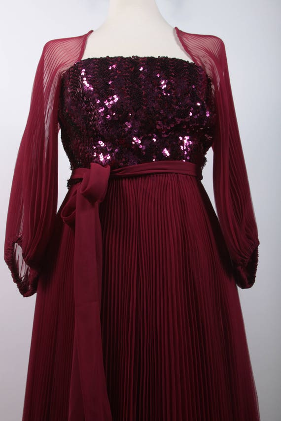 Gorgeous 1970's Vintage Deep Red Evening Dress, B… - image 8
