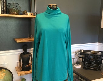 90s Steeplechase, Green, Longsleeve, Sweatshirt, Pullover, Turtleneck, Collared, Athletic, Women's Fashion, Outfit, Vintage, ~ 20-01-1107