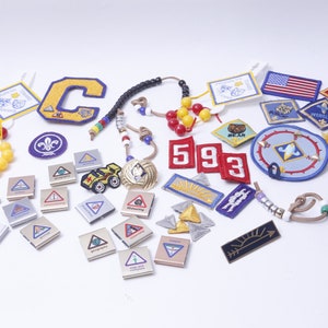 Boy Scouts, BSA, Iron-On, Patches Appliques, Bracelets, Emblems, Set, Chevrons, Children, Clothing, Outfit, Vintage, ~ 20-01-76 AA