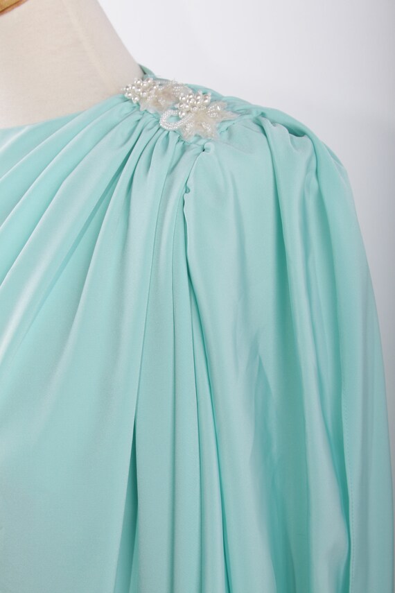 1970's Formal, Tunic Dress, Robin's Egg Blue, Long, T… Gem