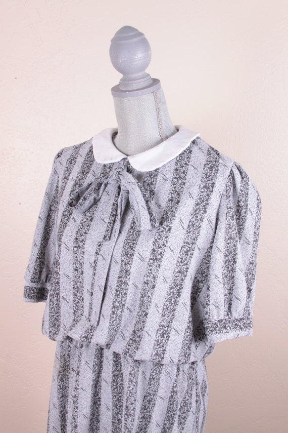 Vintage 1980's Grey Flowy Dickie Dress Sz Medium … - image 4