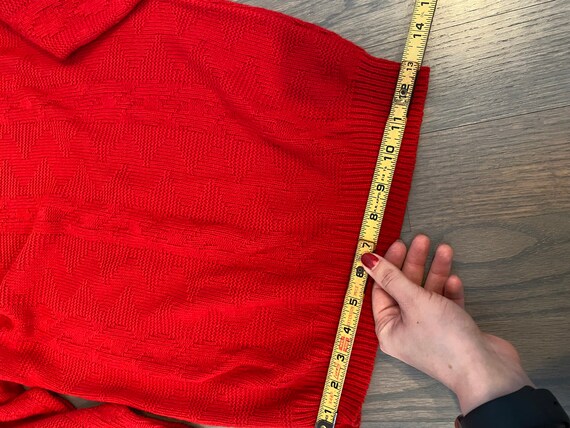 Sweater, Red, Crew Neck, Geometric Pattern, Long … - image 8