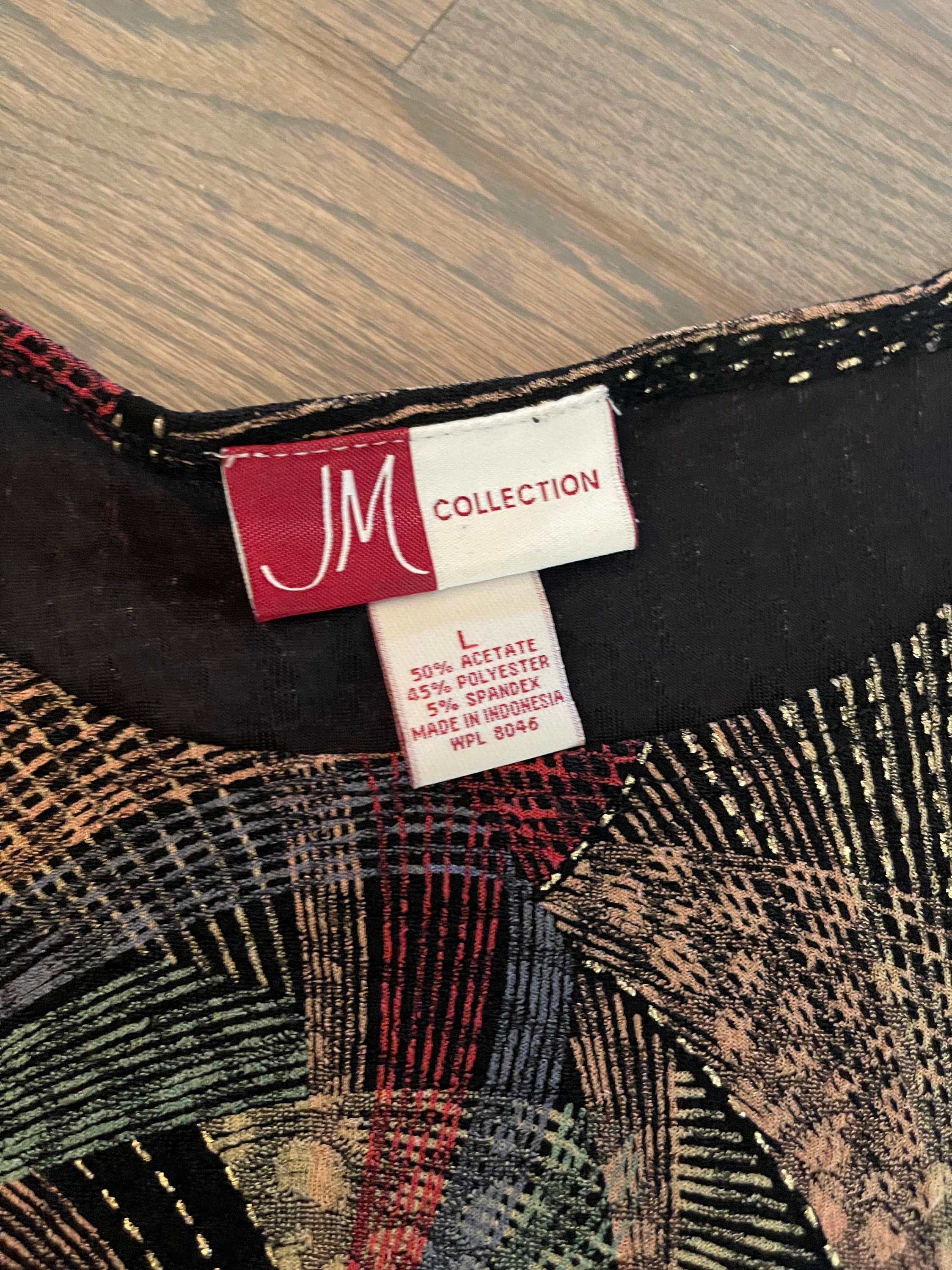 JM Collection, Colorful, Abstract Lines, Blouse, Pullover