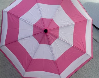 Victoria's Secret, Umbrella, Pink White, Striped, Protection, Rain, Portable, Weather, Outdoor, Stylish, Fashion, ~ 230620-DISS M-13-04