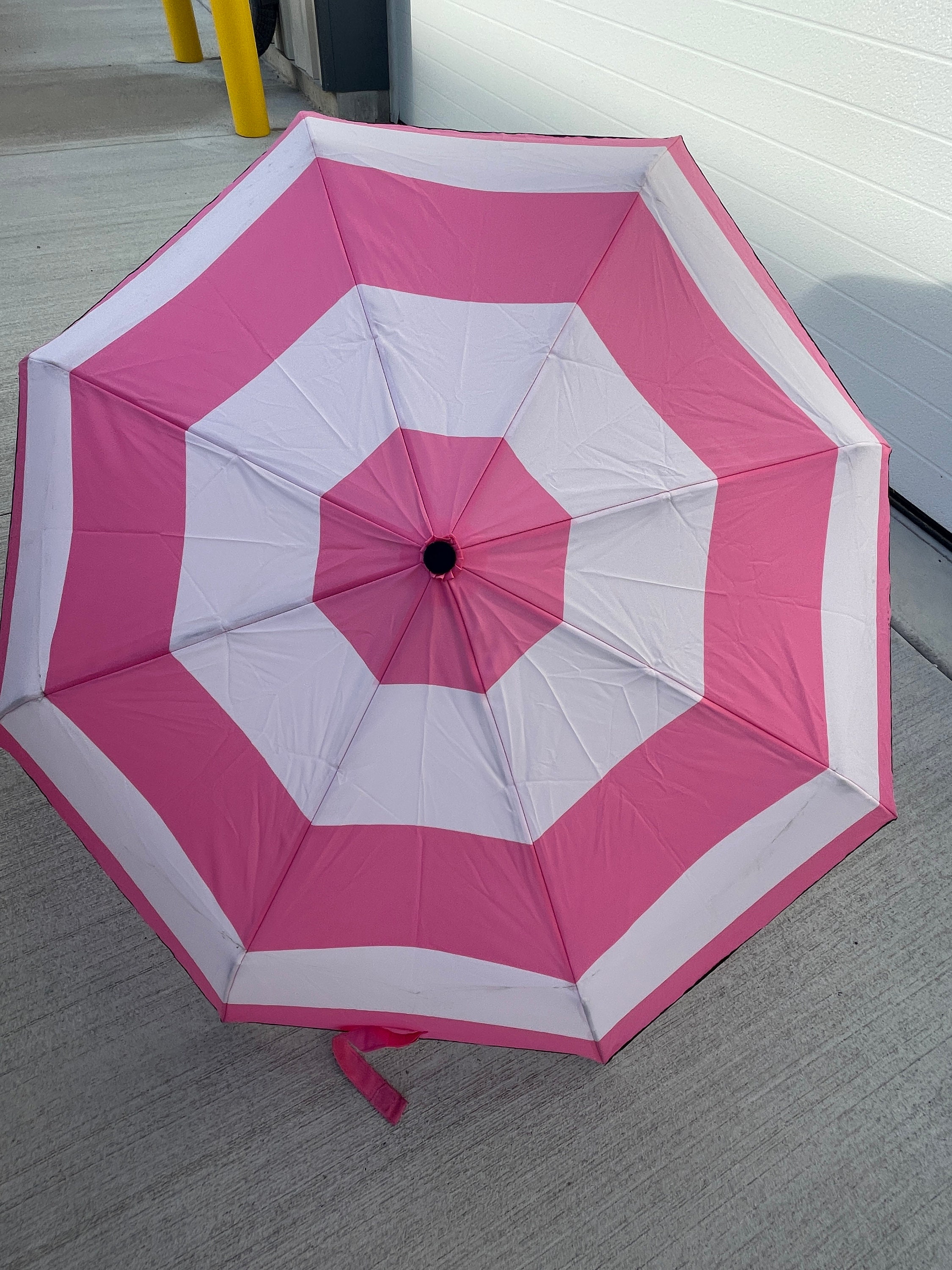 Victoria s Secret Umbrella Pink White Striped Protection Rain Portable Weather Outdoor Stylish Fashion 230620 DISS M 13 04 Etsy Mexico