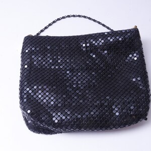 Black, Beaded, Clutch, Evening, Cocktail, Purse, Zipper, 7 1/2&quot; Long, Fancy, Shiny, Top Handle, Small Bag, ~ 20-02-58
