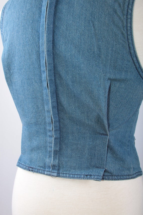 Blue, Jeans, 70s, Vest, Small Pocket, Fake Pocket… - image 5