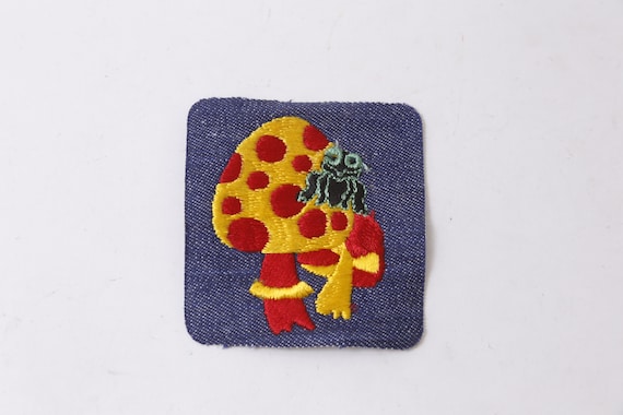 70s Patch Mushrooms, Frog, Yellow, Red, Patch, Sq… - image 2
