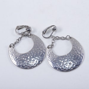 Silver, Crescent, Earrings, Design, Clothes, Outfit, Vintage, Clip On, Small Earrings ~ 20-01-218