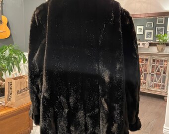 60s Grandella, Dark-brown, Fur Coat, Long Sleeve, Collared 60s Grandella, Dark-brown, Fur Coat, Long Sleeve, Collared