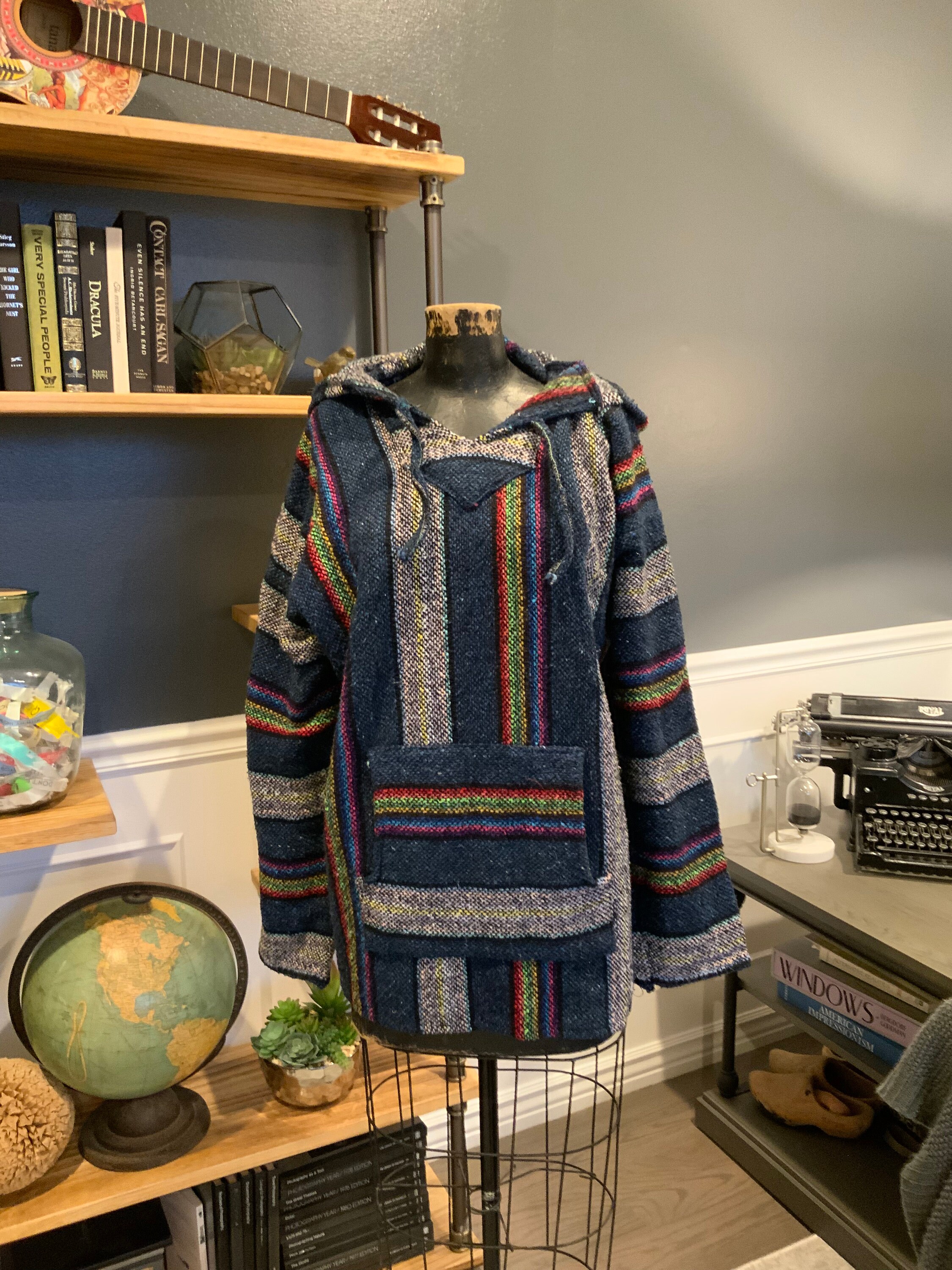 トップス 00s L.G.B. poncho hoodie japanese label Women Western Aztec Hoodies Long Sleeve Pullover Sweatshirts