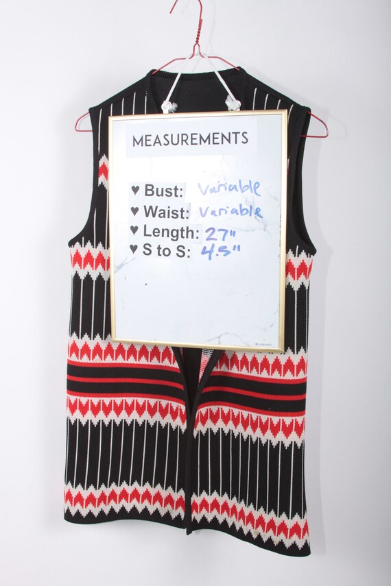 70s Vintage, Knitted, Vest, Long, Ethnic, Pattern in Front