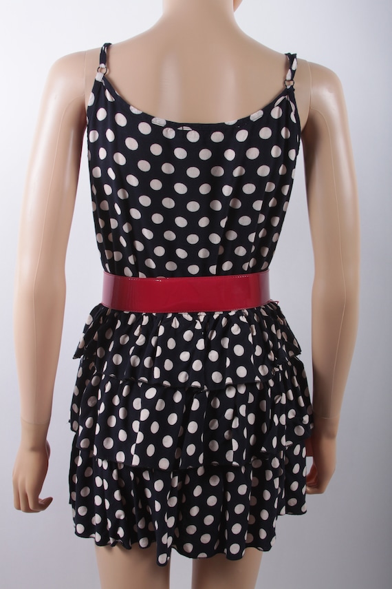 Short, Straps Dress, Black, Dotted, Polka Dot Whi… - image 5