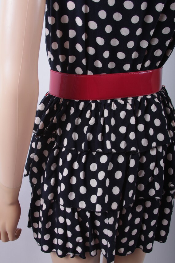 Short, Straps Dress, Black, Dotted, Polka Dot Whi… - image 6