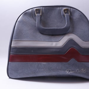 Don Carter, Borsa da bowling grigia, a righe, Borsa, Borsa con manico superiore, Chiusura con cerniera, Moda, Accessorio, Vestito, Vintage, ~ 20-05-169