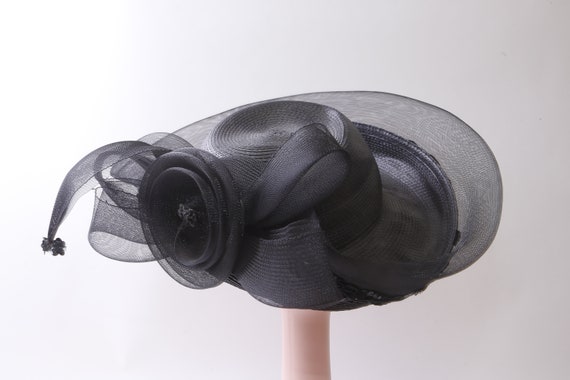Black, Flower, Women's Hat, Fascinator, Old Style… - image 8