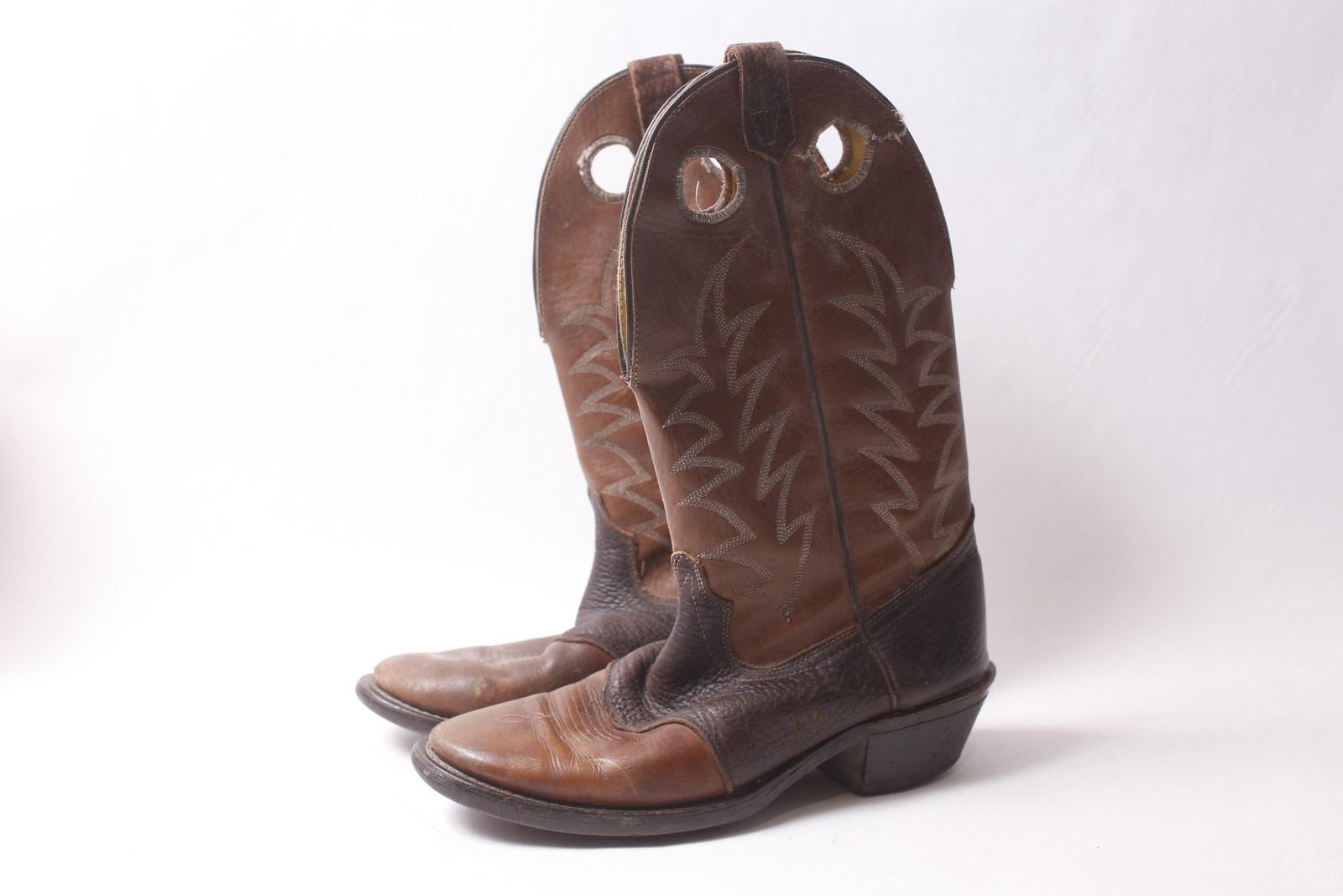 Wrangler Buckaroo Cowboy Boots 10 D Brown Leather with Decor  ~ 260302-WH 1013 Men main image 4
