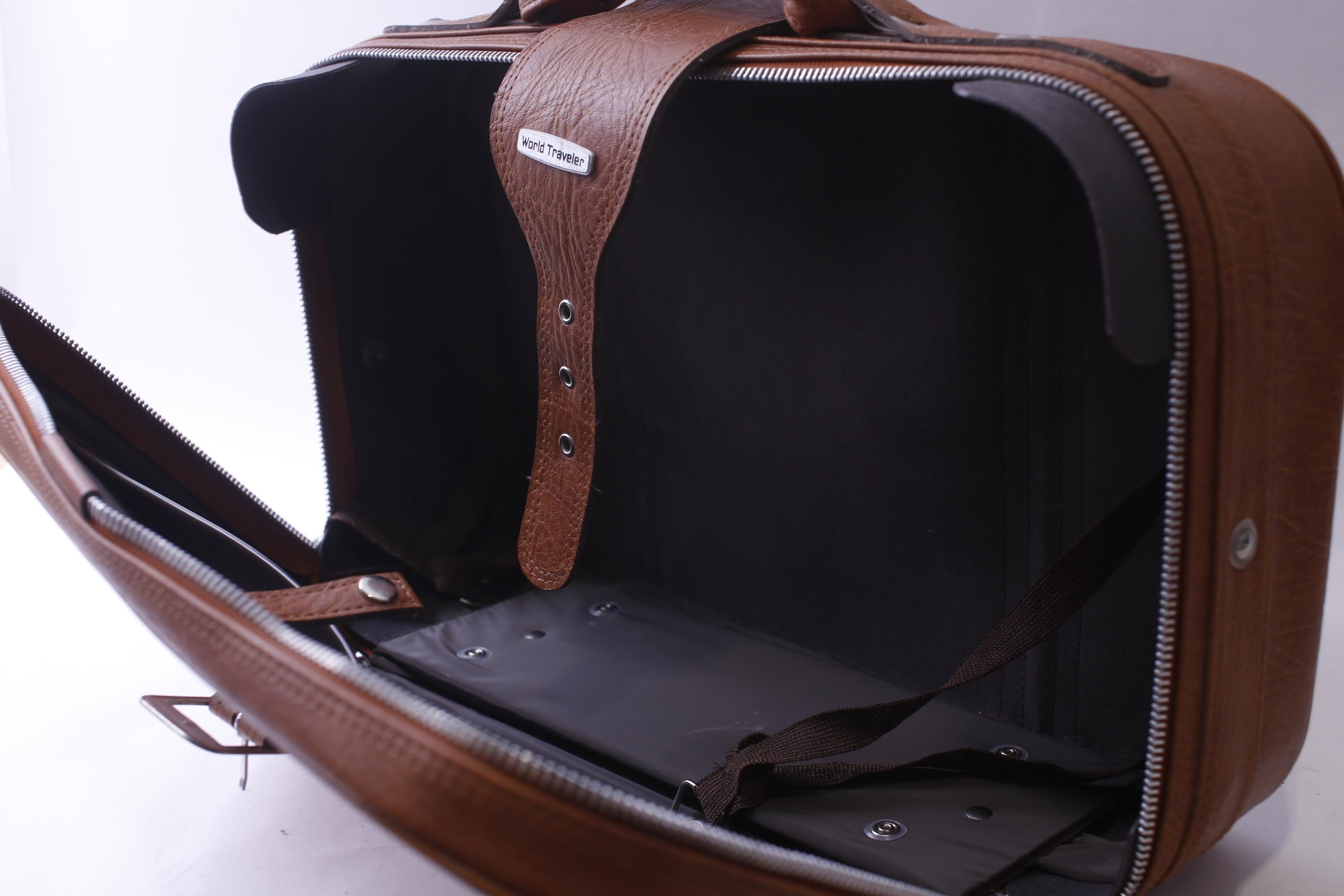 World Traveler, Brown Suitcase, 1970s, Travel Bag, 20 X 13 Inches