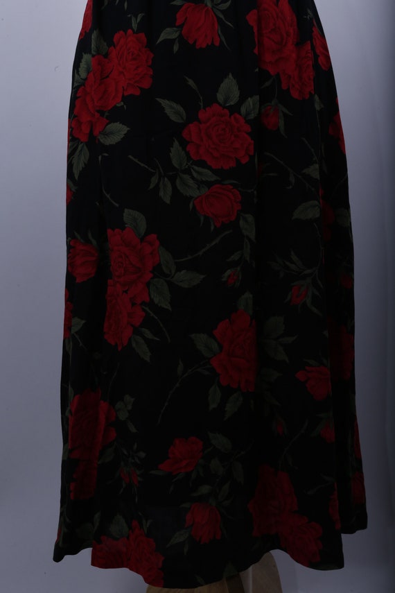 Black, Rose Skirt, Red Flowers, Floral Patterns, … - image 3