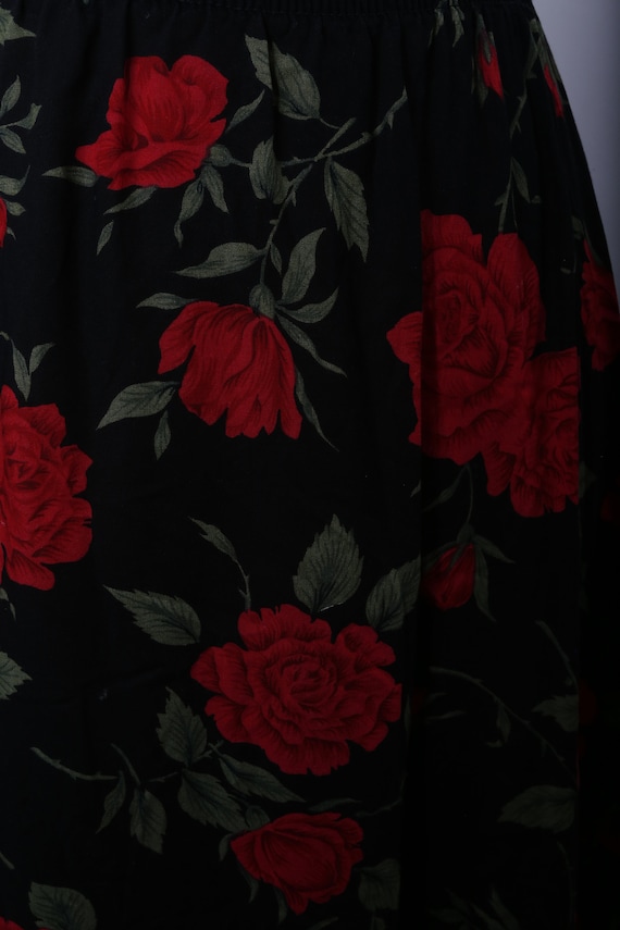 Black, Rose Skirt, Red Flowers, Floral Patterns, … - image 1