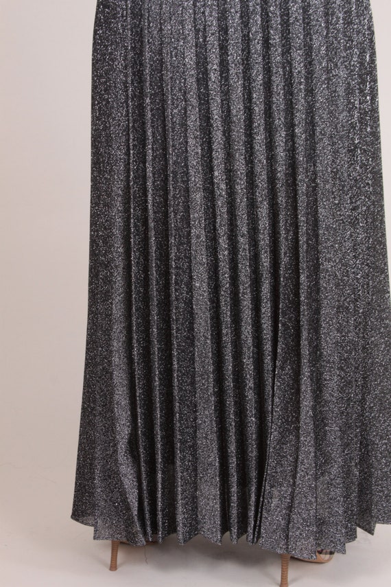 Vintage Silver Skirt, Pleated, Long, Shimmery, Me… - image 3