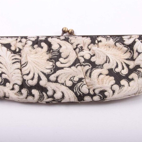 Sliver flourish evening bag clutch vintage black with strap, Long Strap, Carpet Bag - 20-01-151