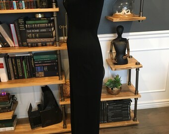 Tadashi, Black, Evening, Long Dress, Deep V Neck, Short Tadashi, Black, Evening, Long Dress, Deep V Neck, Short