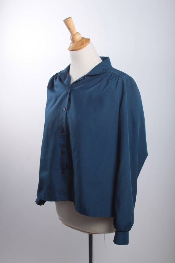 Katos, 70s, Vintage, Indigo, Blue, Shirt, Long Sleeve, Peter Pan