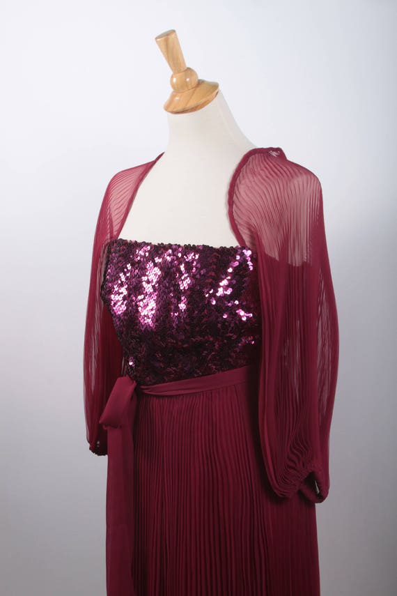 Gorgeous 1970's Vintage Deep Red Evening Dress, B… - image 6