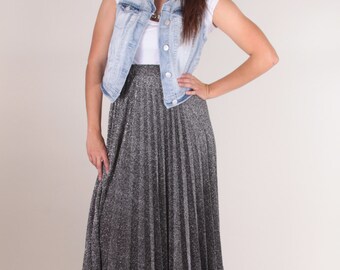 Silver pleated top skirt xs