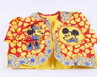 Disney, Mickey Mouse, Minnie Mouse, 1975, Yellow Red, Sleeveless Jacket, Kids, Flowers, Hearts, Clothes, Outfit, Vintage, ~ 20-01-729