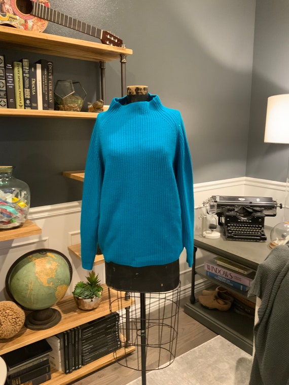 90s Carriage Court, Sweater, Pullover, Blue, Turt… - image 1