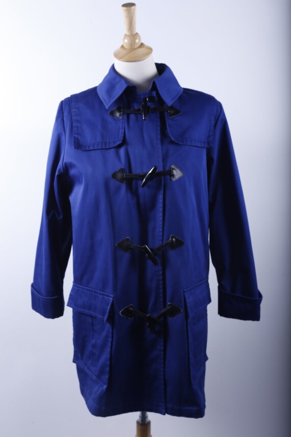 Vintage Trench Coat Royal Blue Long Coat Buttons Zipper Etsy