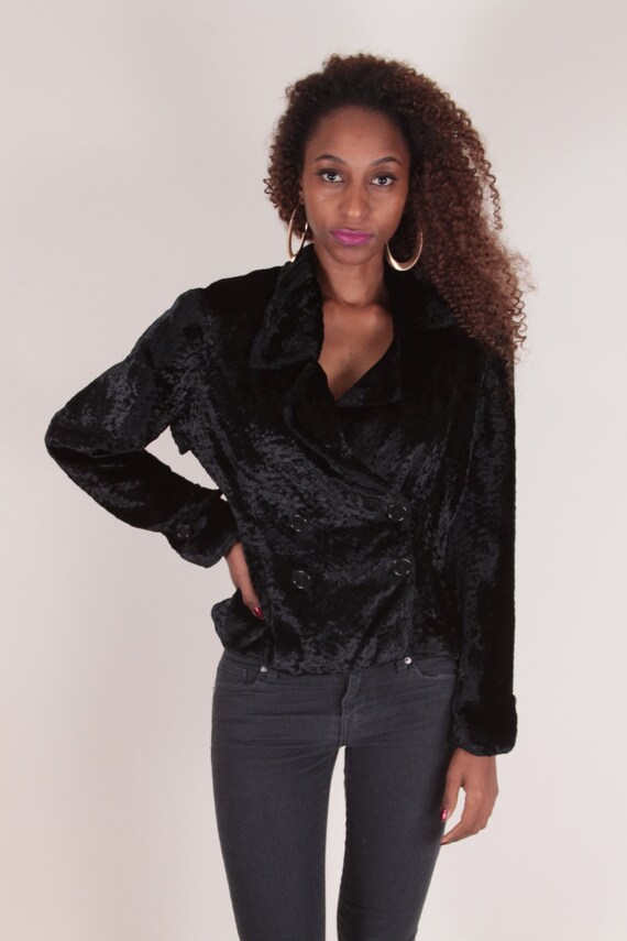 Floppy Velvet Jacket Large Button Up Super Soft Large Buttons Black Velvet Shiny Velvet Super Soft Comfy Cozy 20 01 872 Etsy