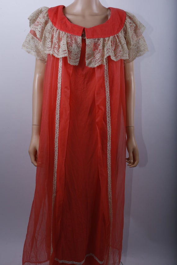 Orange Frilly Vintage Night Dress NIghtgown Short | Etsy