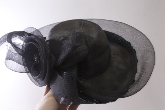 Black, Flower, Women's Hat, Fascinator, Old Style… - image 5