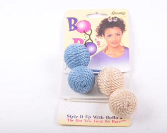 Vintage Hair Accessory, Blue, Tan, Woven, BoBo, G… - image 1