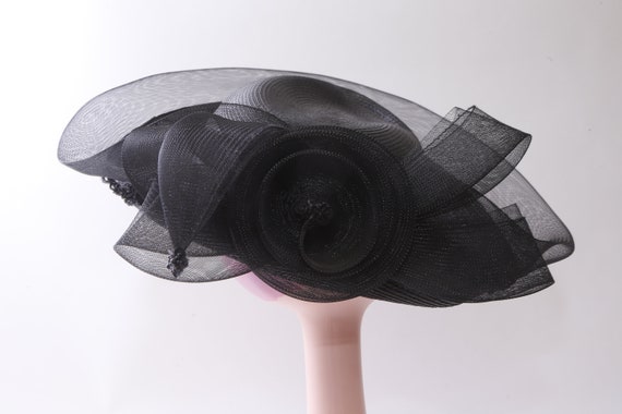 Black, Flower, Women's Hat, Fascinator, Old Style… - image 9