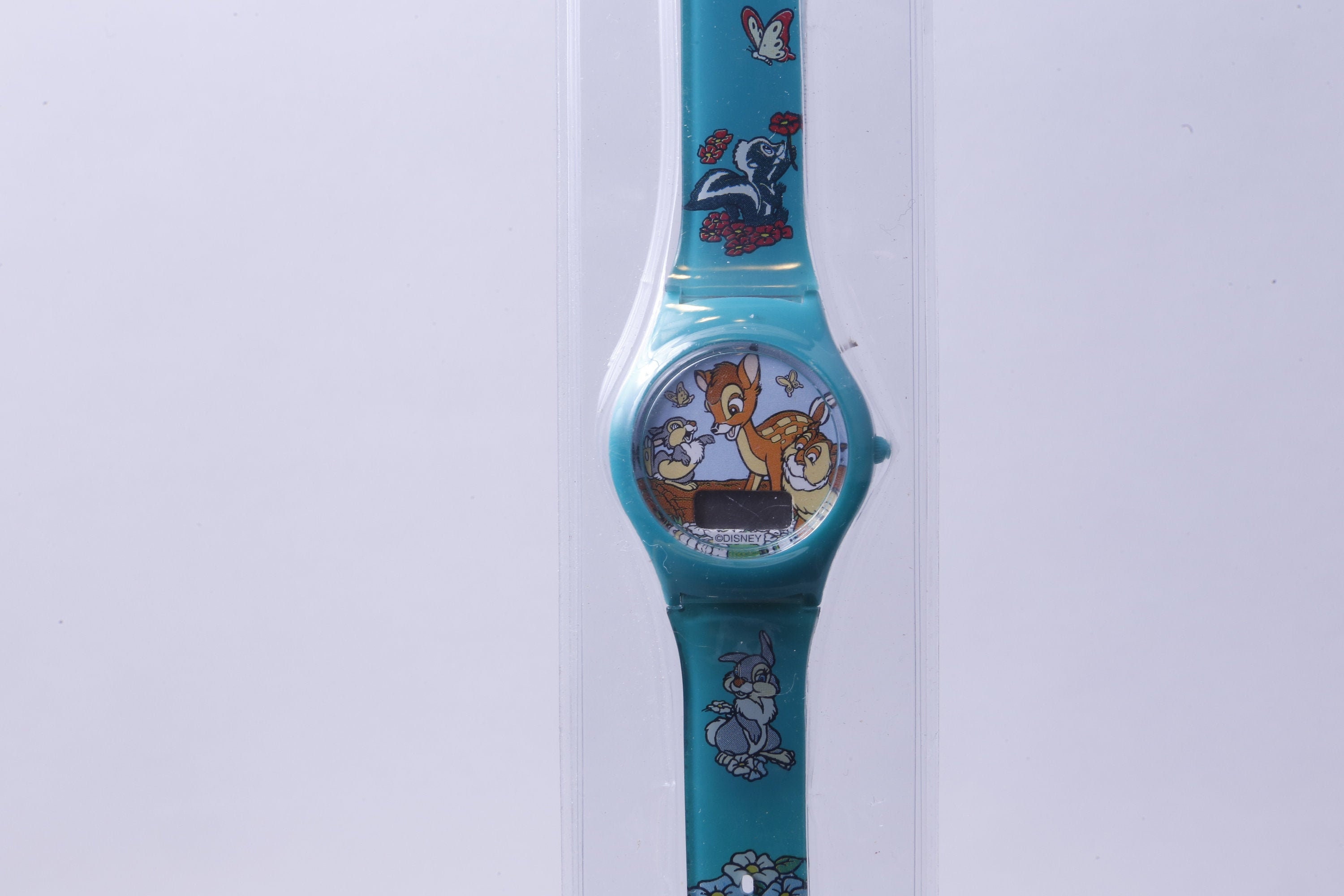 ディズニー、バンビ、腕時計、腕時計、ブルーベルト、漫画キャラクター