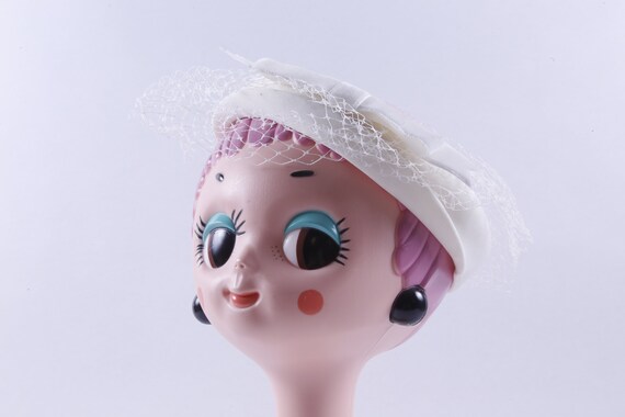 White, Summer, Evening, Hat With Tiny Net, Bow, B… - image 1