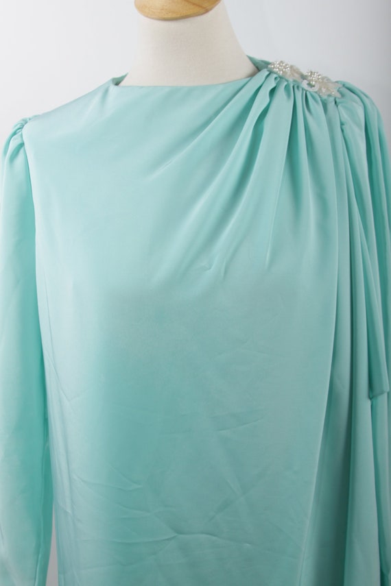 1970's Formal, Tunic Dress, Robin's Egg Blue, Long, T… Gem